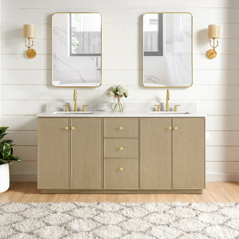 Birch Lane™ Rally 72'' Free Standing Double Bathroom Vanity with Calacatta Quartz Top & Reviews ...